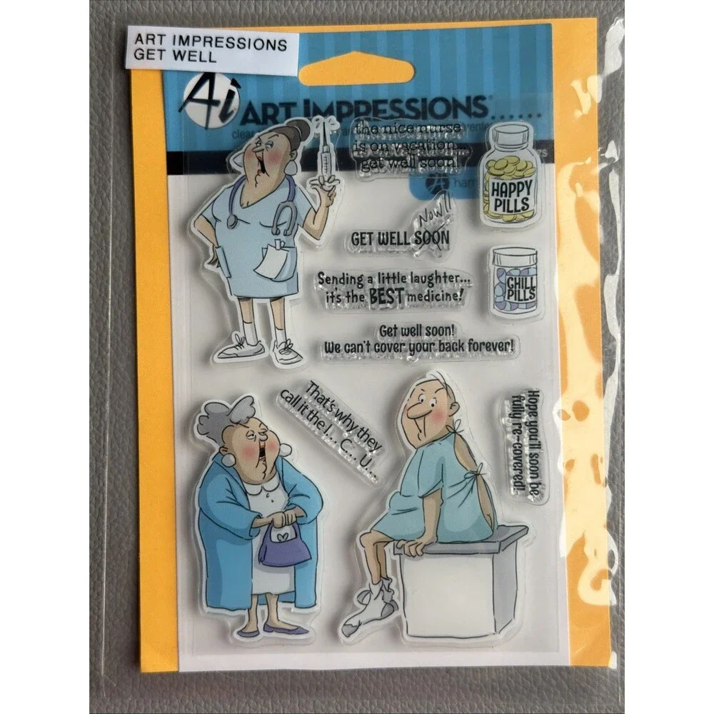 Art Impressions Nurse Get Well Soon AI Stamp set photopolymer fee better happy
